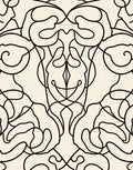 Cream Black Swirling Scroll Abstract Rug