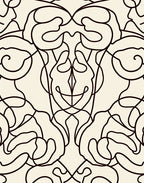 Cream Black Swirling Scroll Abstract Rug