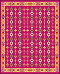 Vibrant Pink Geometric Tribal Arrangement Rug