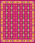 Vibrant Pink Geometric Tribal Arrangement Rug