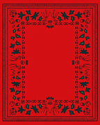 Crimson Abstract Leaf Border Rug