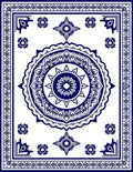 Classic Blue White Medallion Floral Rug