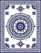 Classic Blue White Medallion Floral Rug