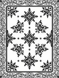 Black Symmetrical Floral Starburst Border Rug