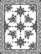 Black Symmetrical Floral Starburst Border Rug