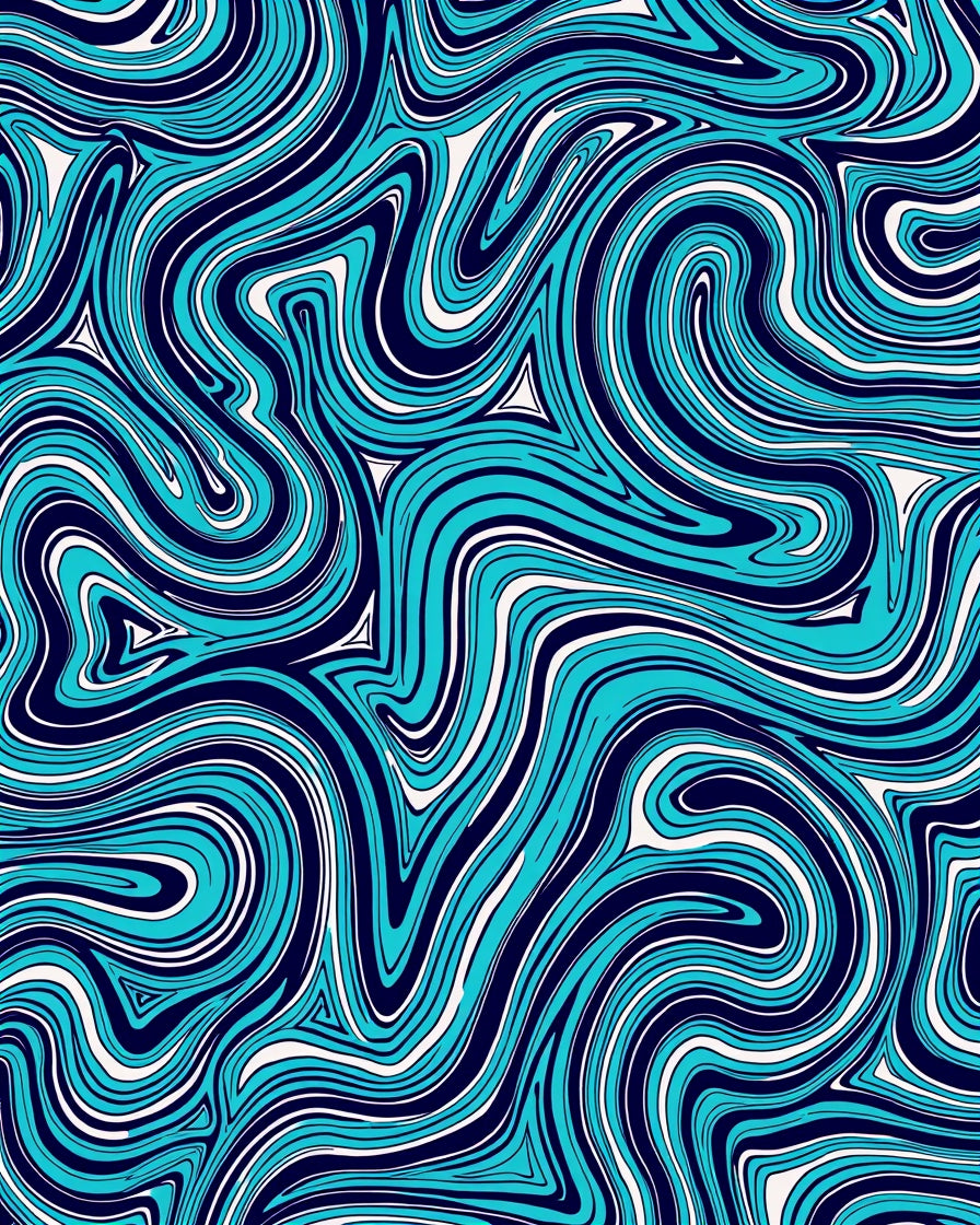 Dynamic Teal Swirl Abstract Rug