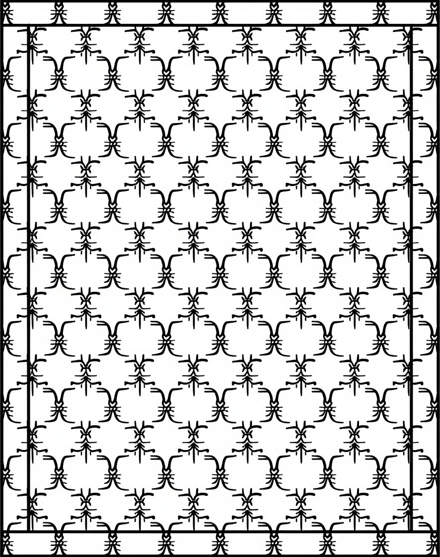 Abstract Black White Linked Shape Rug