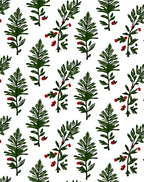 Green Sprig Red Berry Garland Rug