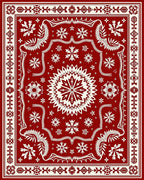 Crimson Snowflake Radiating Medallion Rug