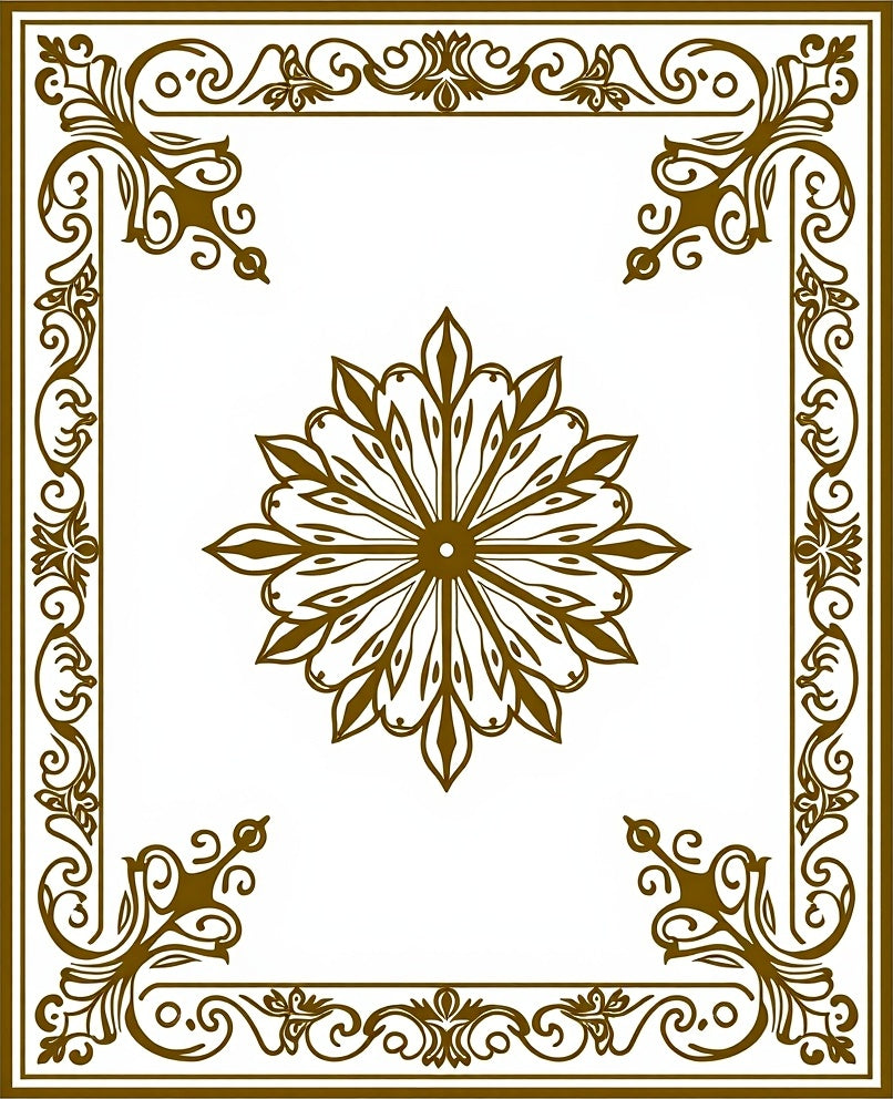 Brown Ornamental Floral Medallion Rug