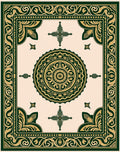Emerald Gold Ornate Medallion Square Rug