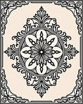Black Cream Arabesque Medallion Border Rug