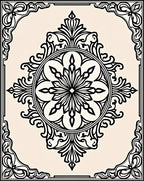 Black Cream Arabesque Medallion Border Rug