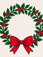 Green Holly Red Berry Bow Wreath Rug