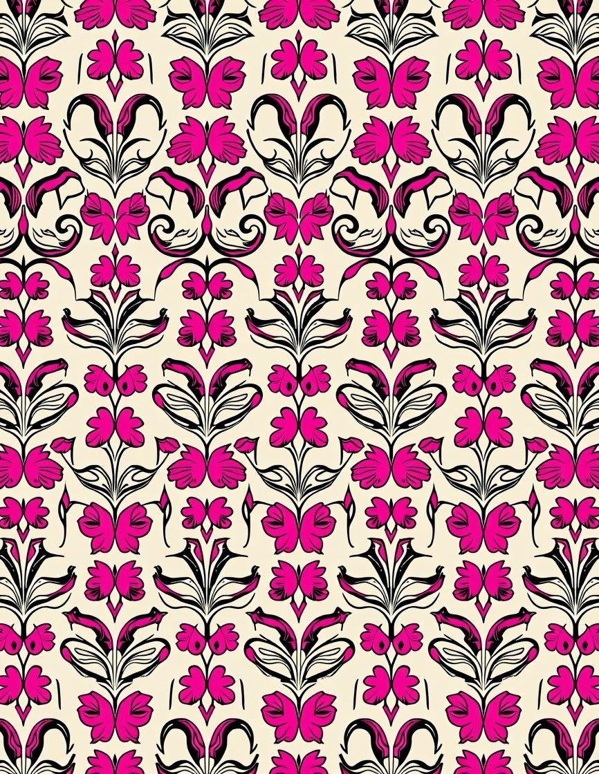 Vibrant Pink Floral Damask Rug