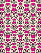 Vibrant Pink Floral Damask Rug