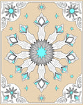 Icy Blue Geometric Snowflake Medallion Rug