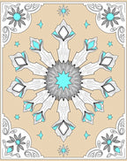 Icy Blue Geometric Snowflake Medallion Rug