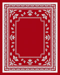 Crimson White Floral Border Square Rug