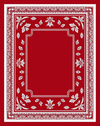 Crimson White Floral Border Square Rug