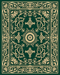 Emerald Green Ornate Sun Medallion Rug