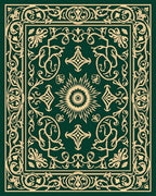 Emerald Green Ornate Sun Medallion Rug