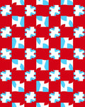 Bold Red Sky Blue Starburst Rug