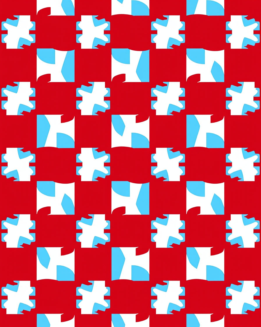 Bold Red Sky Blue Starburst Rug