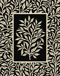 Black and Cream Botanical Scroll Rug