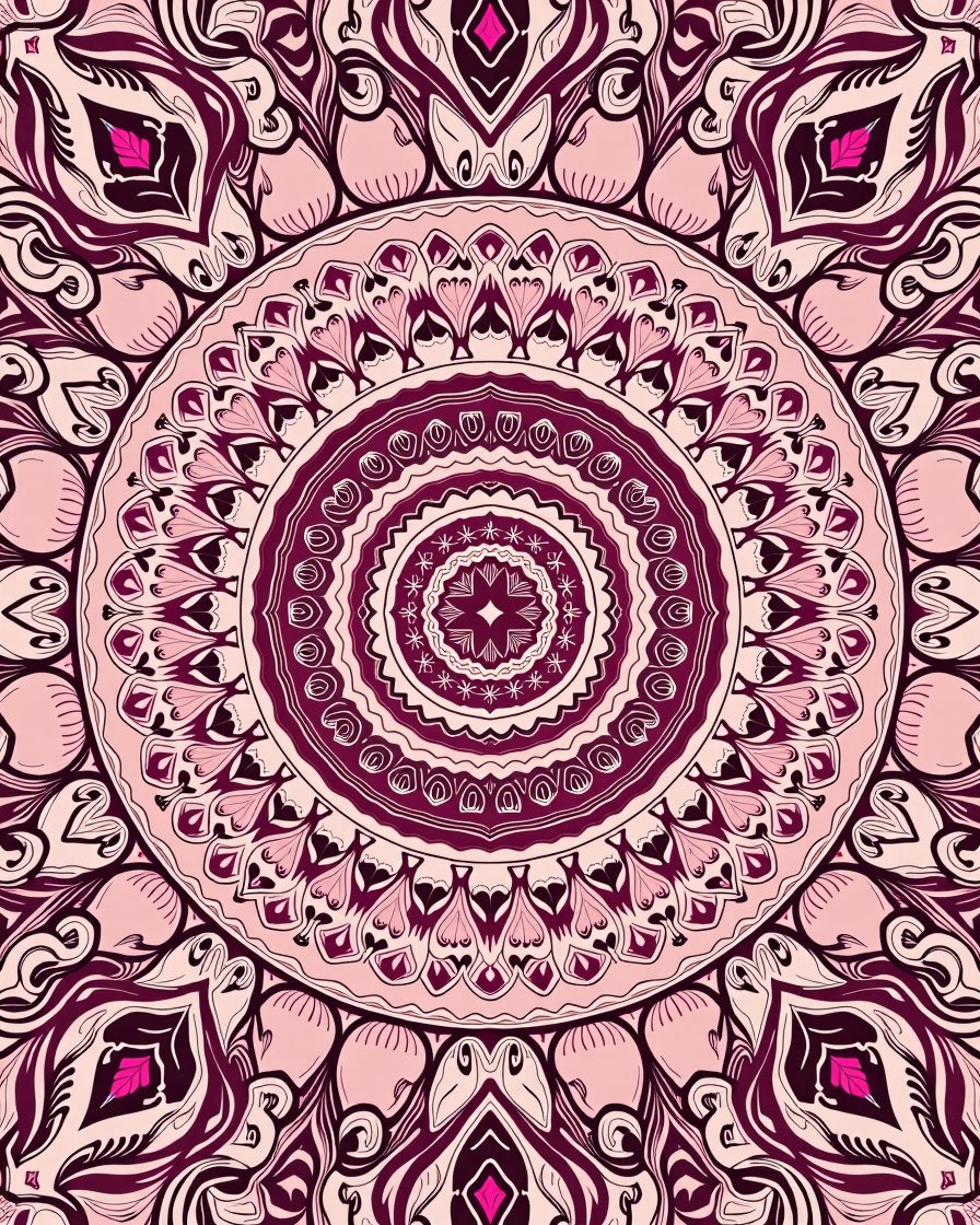 Plum Pink Medallion Mandala Rug
