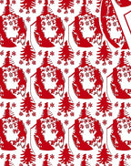 Red Christmas Tree Snow Cluster Rug