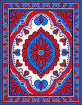 Vibrant Red Blue Floral Medallion Rug