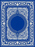 Royal Blue White Ornate Floral Medallion Rug