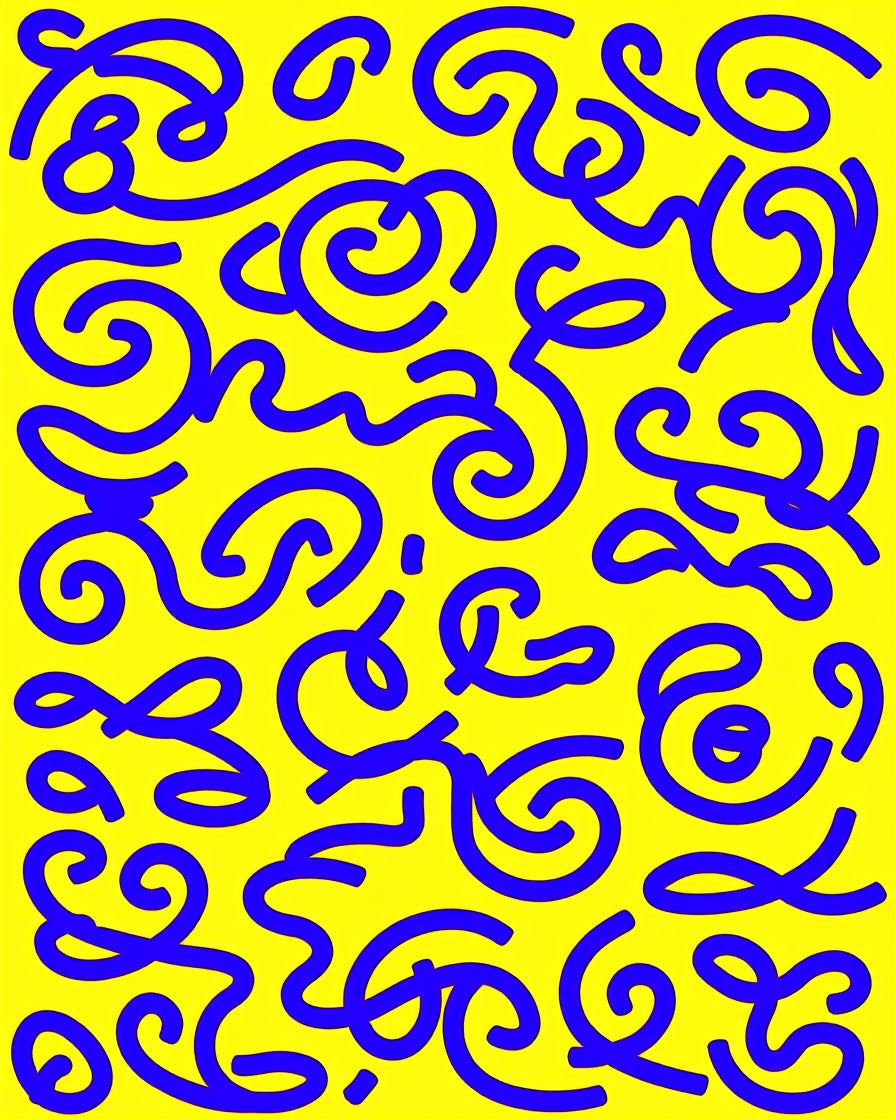Vibrant Blue Swirls Yellow Abstract Rug