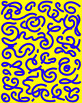 Vibrant Blue Swirls Yellow Abstract Rug