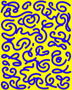 Vibrant Blue Swirls Yellow Abstract Rug