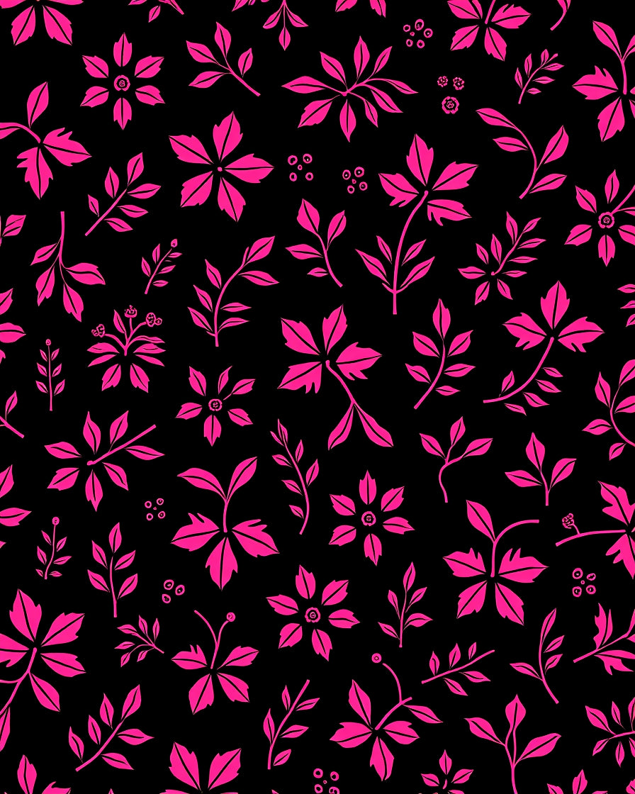 Vibrant Pink Floral Branch Collage Rug