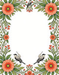 Coral Floral Nature Birds Border Rug