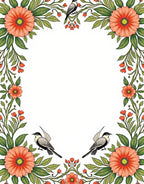 Coral Floral Nature Birds Border Rug