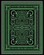 Neon Green Geometric Maze Rug