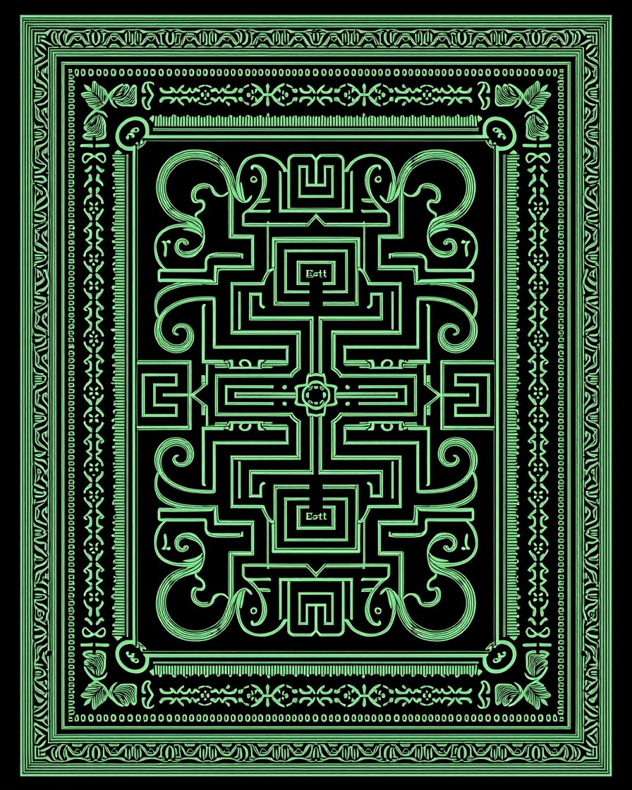 Neon Green Geometric Maze Rug