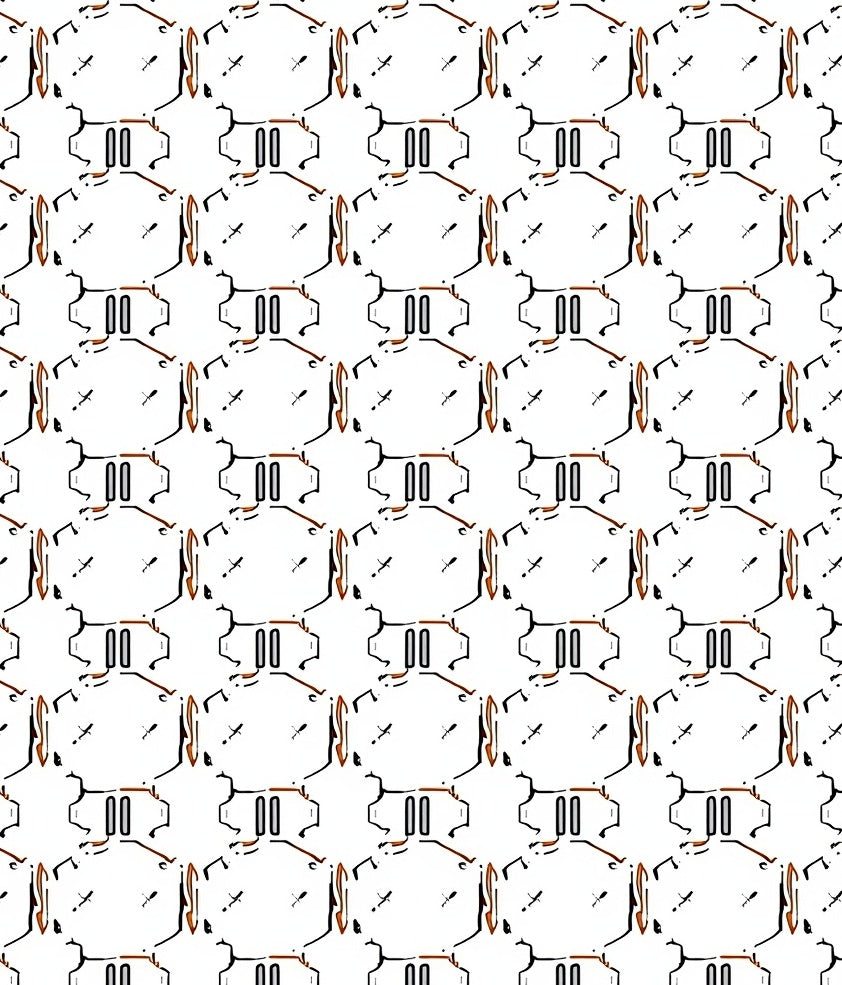 Abstract Hexagonal Circuit Board White Rug