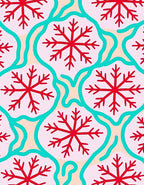 Red Snowflake Teal Arabesque Cream Rug
