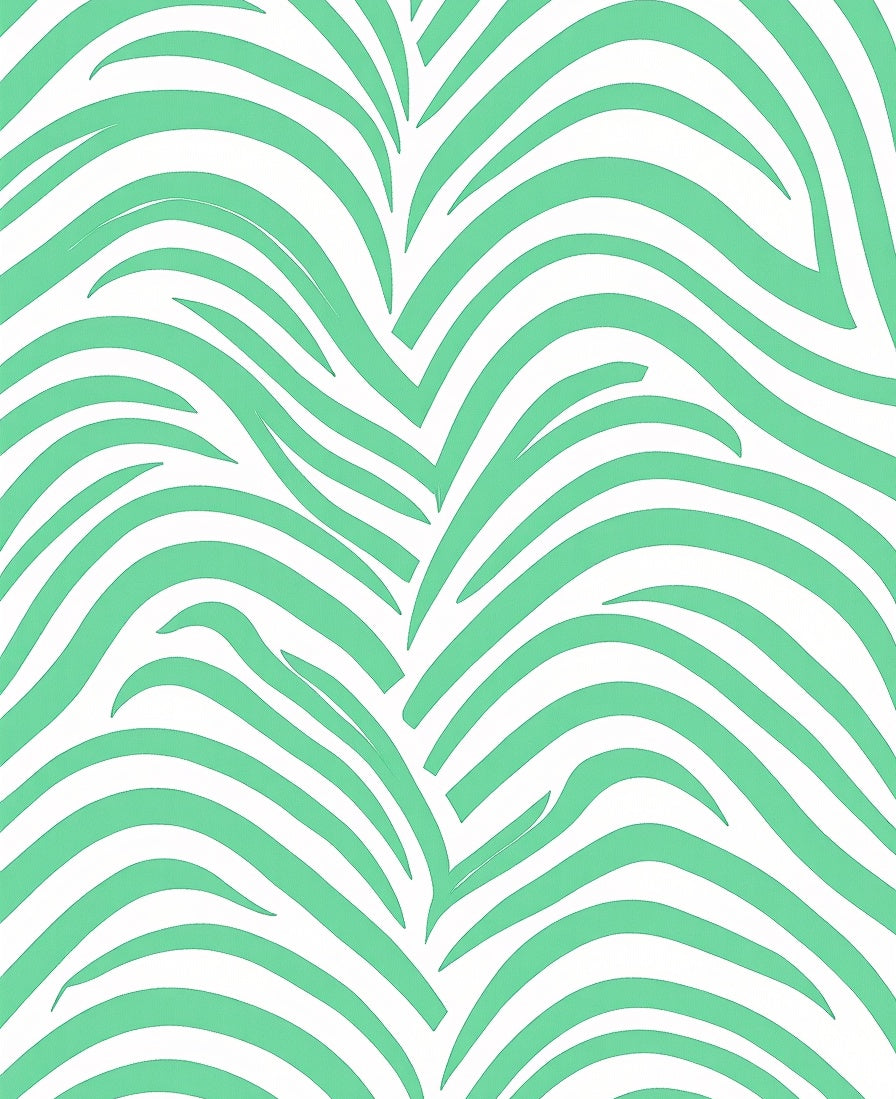Mint Green Tropical Leaf Stripes Rug