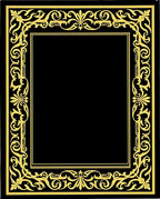 Elegant Gold Scroll Border Black Rug