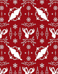 Crimson White Snowflake Reindeer Medallion Rug