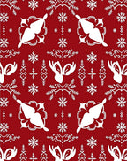 Crimson White Snowflake Reindeer Medallion Rug