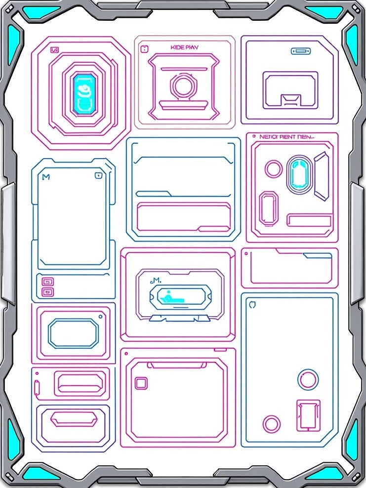 Futuristic Grid Circuit Board Layout Rug