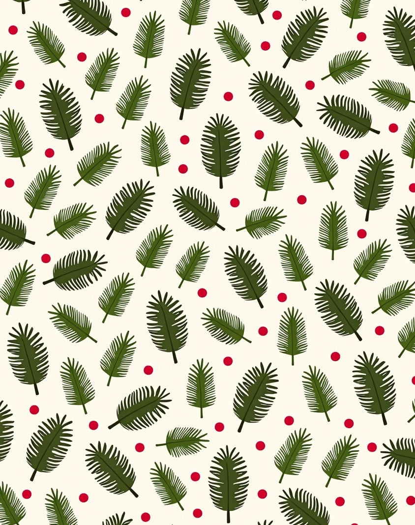 Evergreen Frond Red Dot Cluster Rug