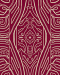 Crimson Ivory Scrollwork Diamond Rug